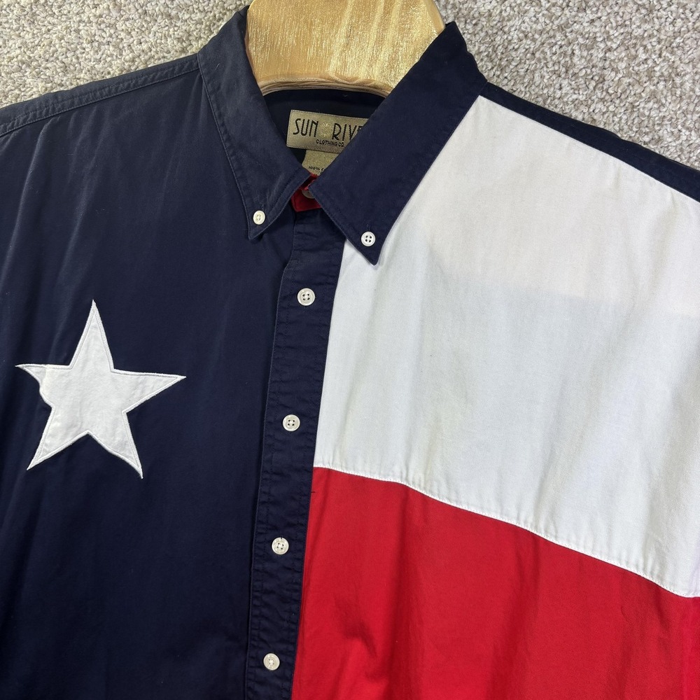 Sun River Shirt Mens XL Multicolor Texas Flag Long Sleeve Button Up Western